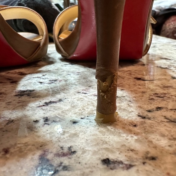 Authentic Christian Louboutin 38.5 brown/tan d’orsey sandal heel shoes - Picture 10 of 10